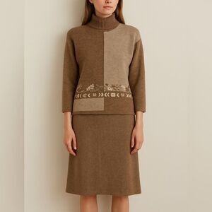 Milano Design Group Wool Angora Silk Knit Sweater Skirt Set Size M